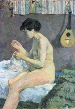 Paul Gauguin Painting - Estudio de un desnudo Suzanne Costura Postimpresionismo Primitivismo Paul Gauguin